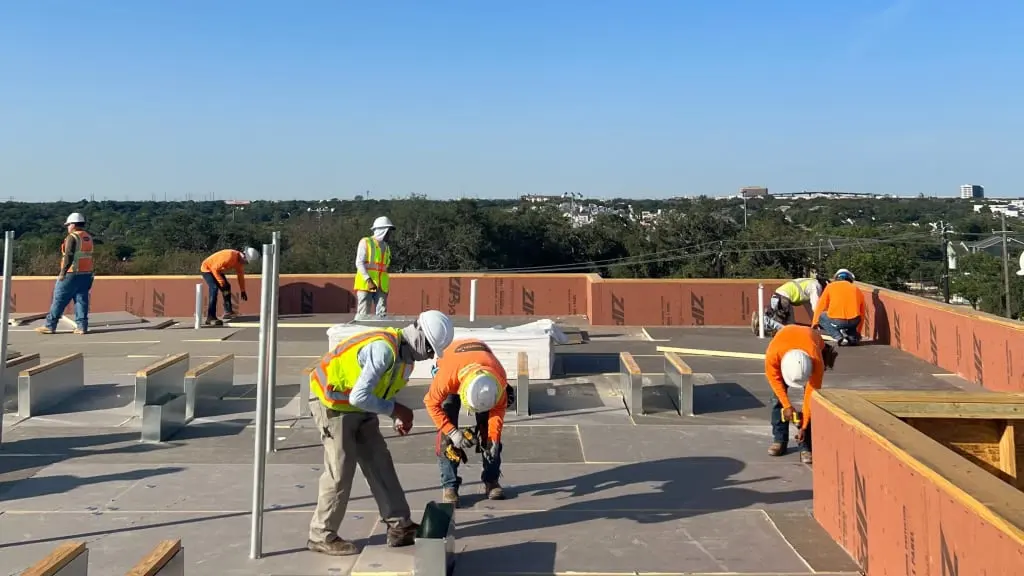 Commercial new construction roofing project in Central Texas