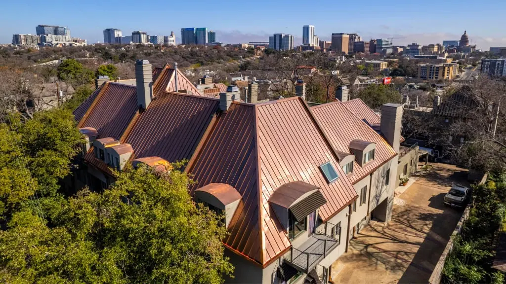 Copper roof replacement in Austin