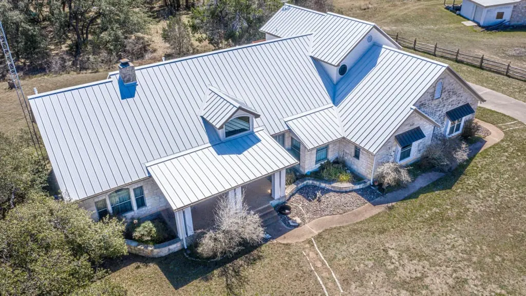 Central Texas home with a new metal roof