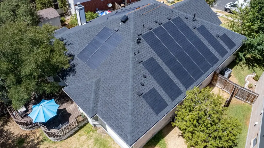 GAF Timberline Solar shingles installed on a Central Texas roof